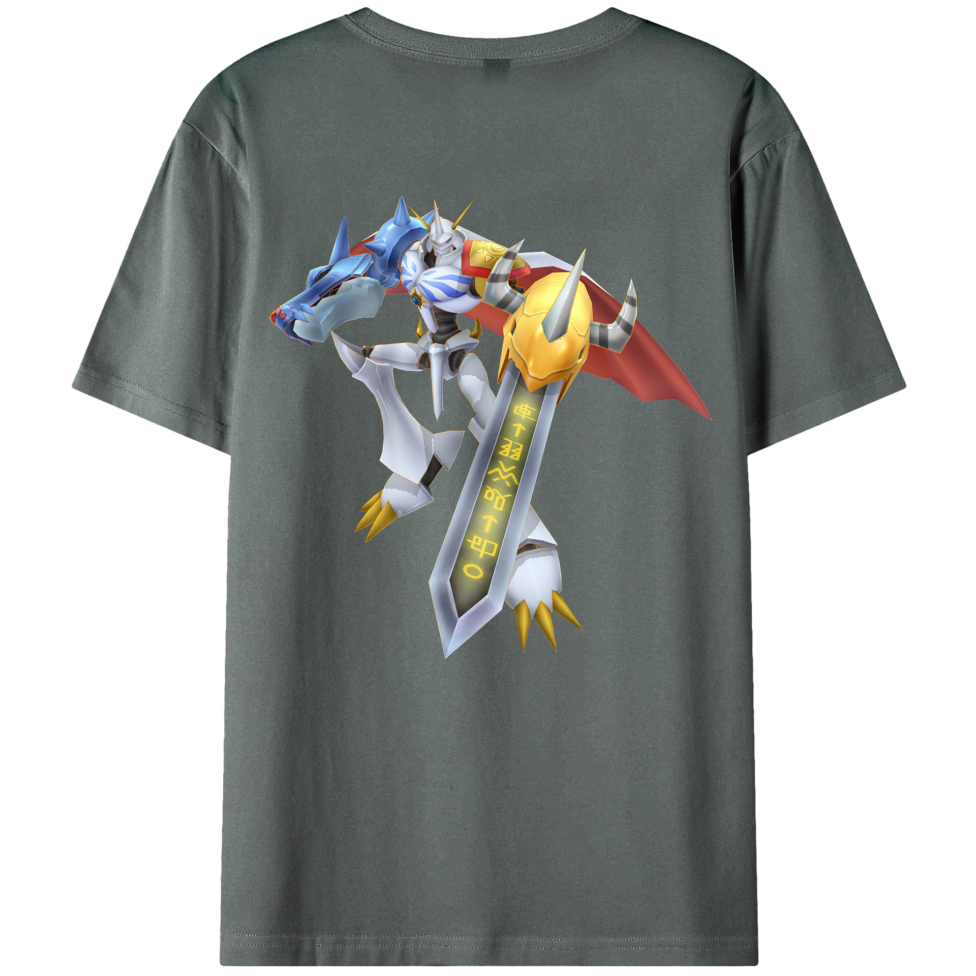 （画像用） Digimon デジタルモンスター/デジモン 綿100％ メンズ半袖Tシャツ（バックプリント） 通気性